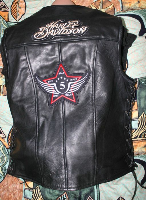 Мото жилет Blues Bros шкіряний мото жилет для байкера Harley Davidson