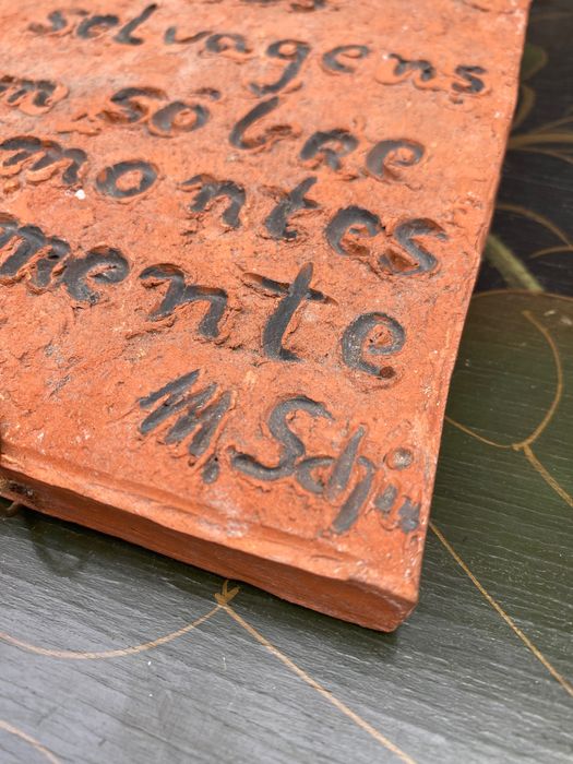 Azulejo Placa Sintra em Barro 20 cm Assinado Margarida Schimmelpfennig