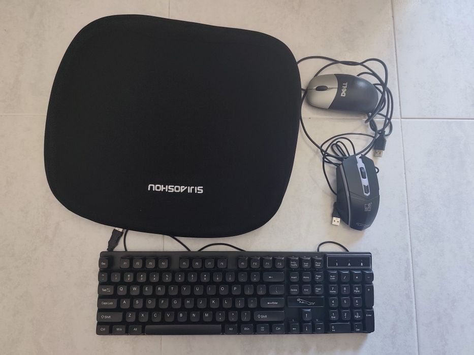 Conjunto PC – Teclado + 2 Ratos + Almofada de Assento