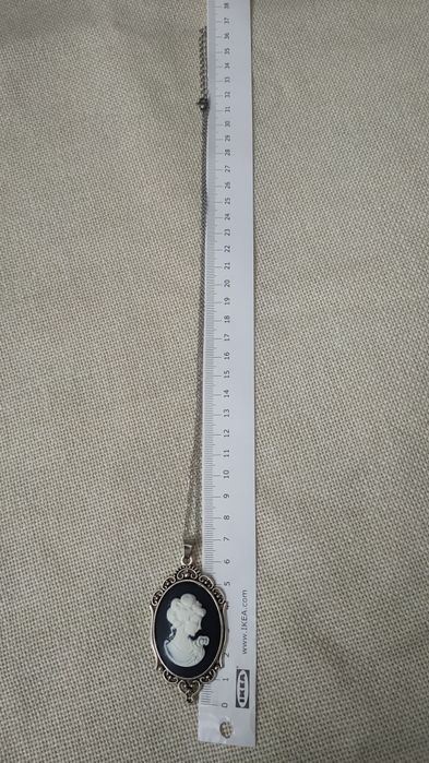 Wisior wisiorek naszyjnik medalion z kobieta kamea retro vintage duża