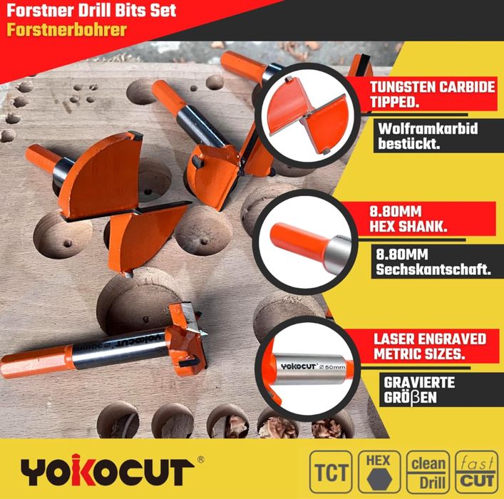 YOKOCUT 6-częściowy zestaw wierteł/otwornic