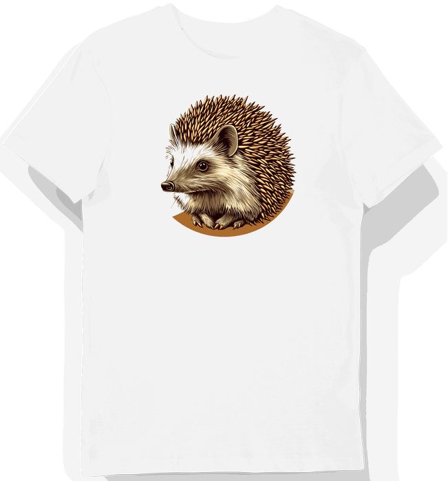 Koszulka męska biała z motywem jeża w brązowych kolcach S