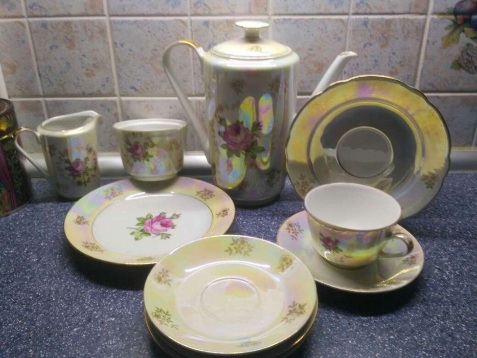 Часть сервиза столовый/чайный ‘Роза,ГДР:перламутр.фарф.Можно поштучно!