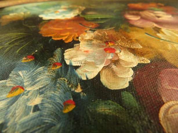 Картина овал Букет цветов масло холст Италия размер 46 x 36 см