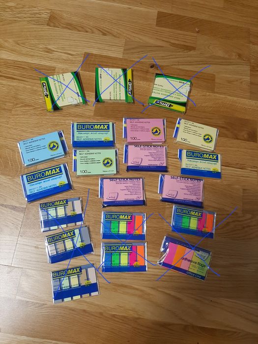 Стикеры, степлер, корректор, карандаши