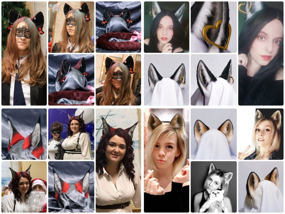 Кошачьи, лисьи уши, косплей костюм неко, аниме ушки, хвост кошки, лисы