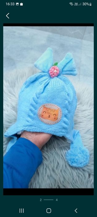 Ciepła śliczna czapeczka 68/74