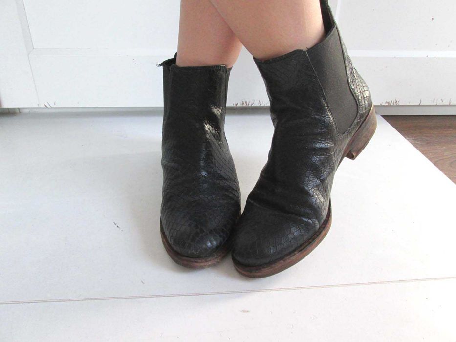 Ecco czarne skórzane buty botki skóra naturalna 39