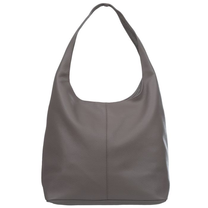 VERA PELLE torebka skórzana worek na ramię V517 ciepła szara