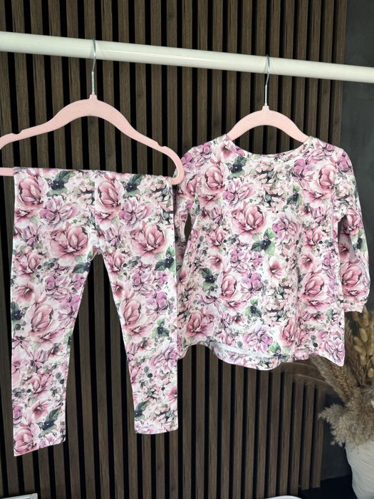 Nowy zestaw w kwiaty handmade bluzka i legginsy