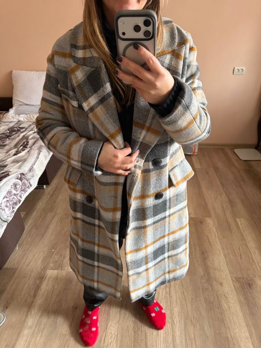 Пальто в клітку оверсайз