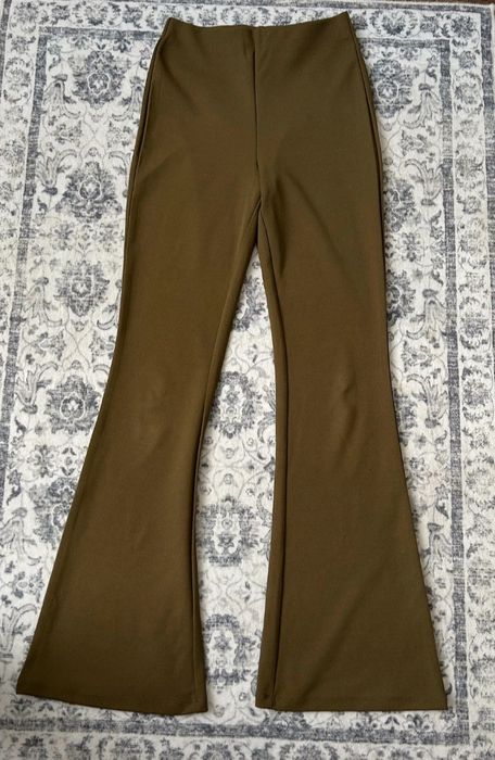 spodnie dzwony H&M roz. S oliwkowe khaki szerokie wysoki stan