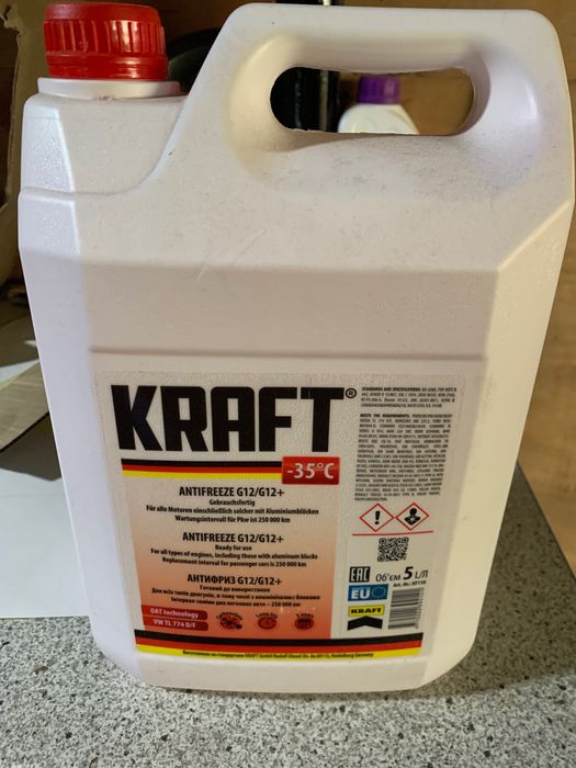 Антифриз Kraft G12/G12+ червоний -35 KF110 5л