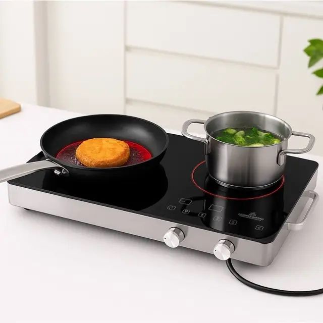 Інфрачервона плита Crownberg CB-1332 2000W електрична плита 2 конфорки