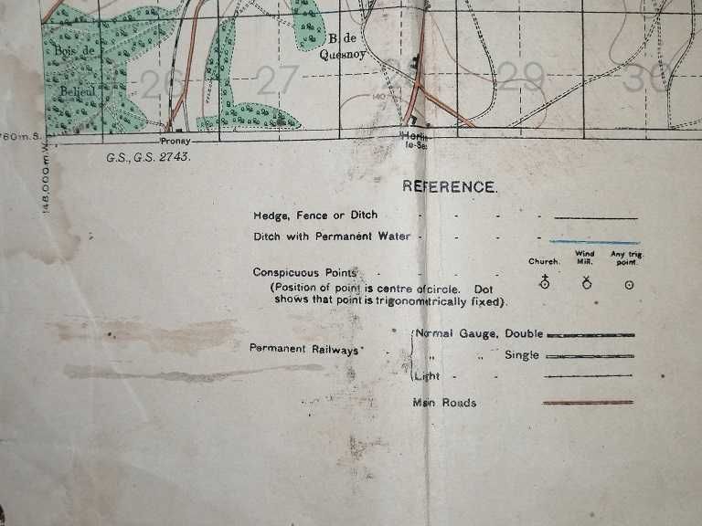 1918 carta militar France sheet 44B.(36B) Edition 6,
