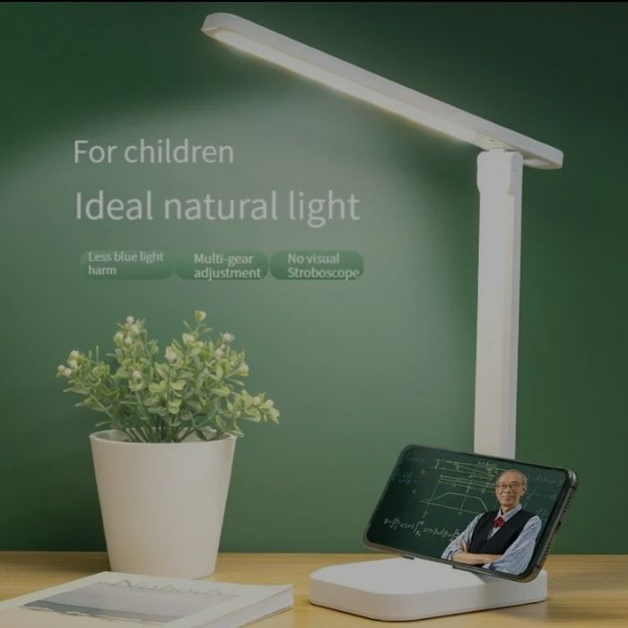 Лампа біла настільна для навчання від usb павербанка smart touch