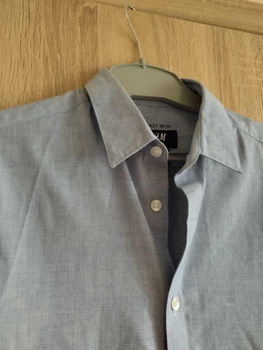 Koszula męska slim fit jasnoniebieska S taliowana elegancka H&M