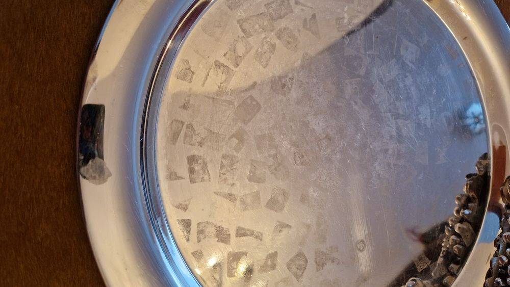 Patera posrebrzana duża z ozdobą