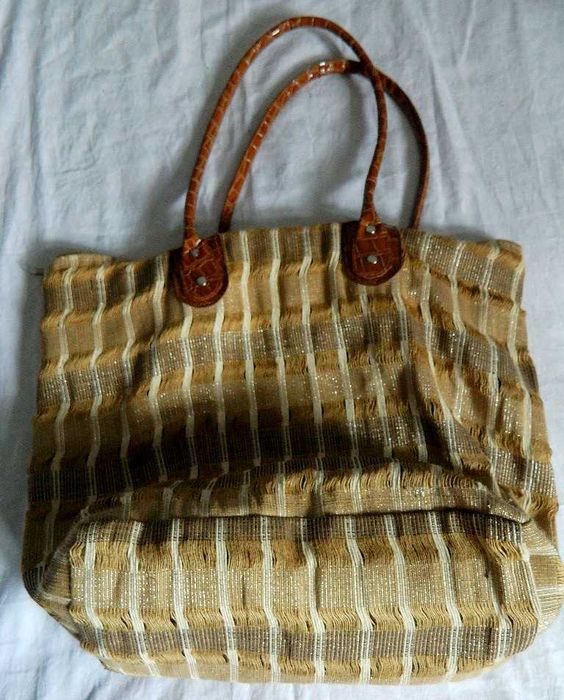 Beżowa płócienna torba, duża torebka, shopper