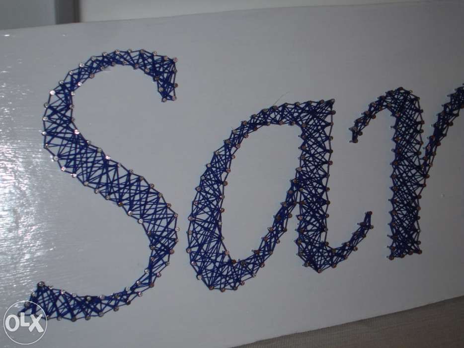 Quadros com nomes de pregos e linhas