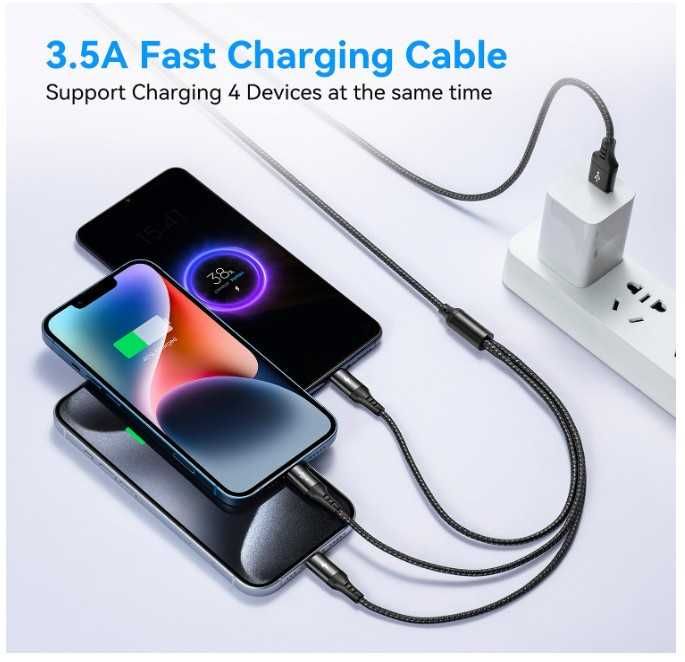 Kabel 3 w 1 USB A na USB C/micro/Lightning 120cm UZAHSK