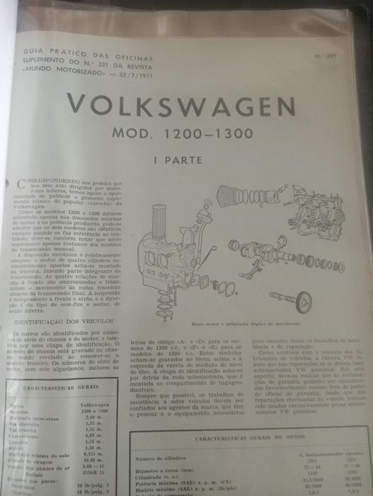Manual dados técnicos reparação VW Carocha