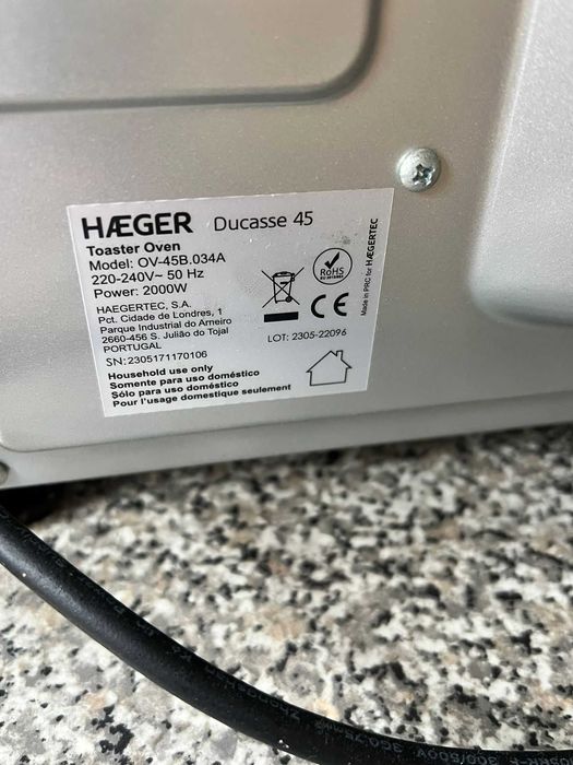 Forno Eletrico Haeger 45L