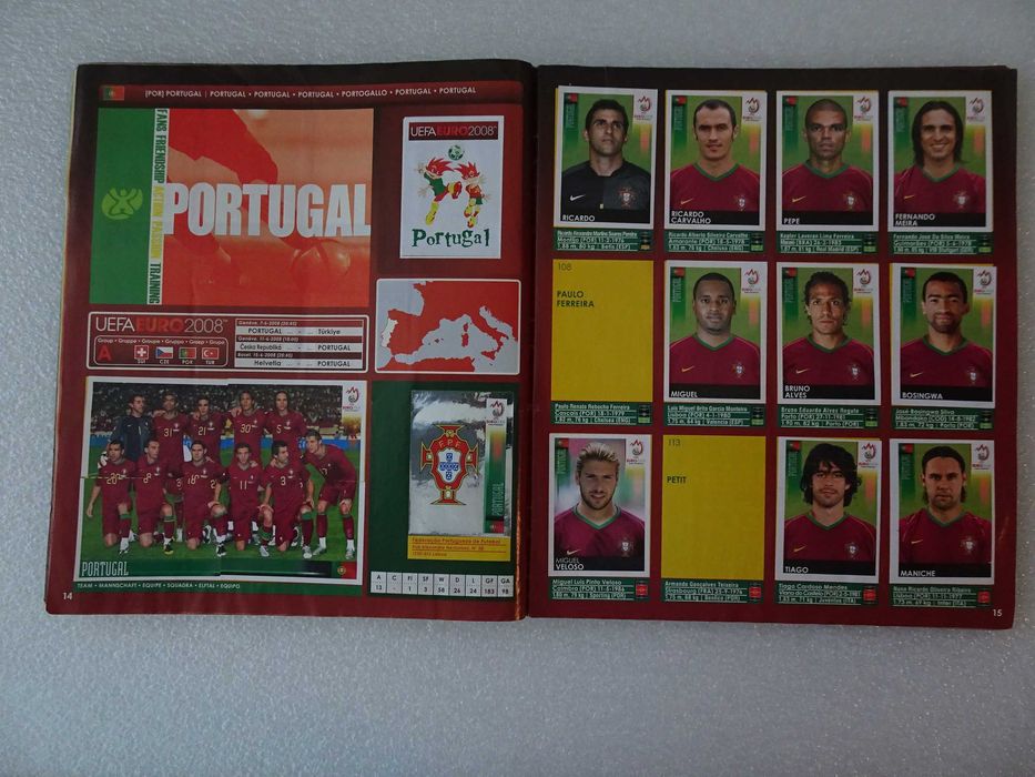 Caderneta de cromos de futebol Euro 2008 Panini (Faltam 60 cromos)