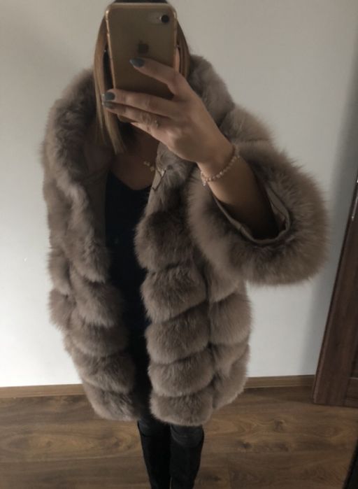 Futro i kamizelka w jednym kaptur futro lisa hit