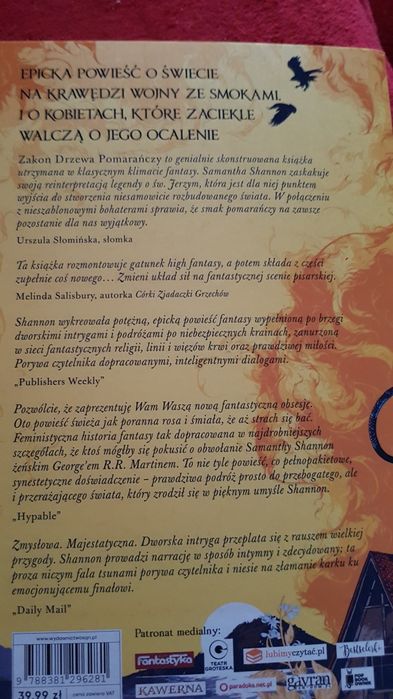 Samatha Shannon Zakon drzewa pomaranczy powieść fantasy