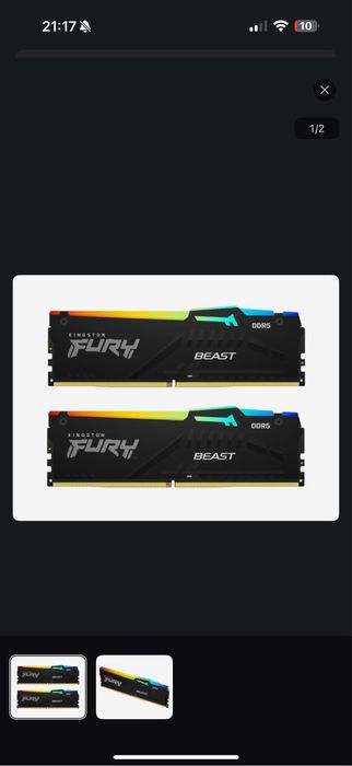 Kingston FURY 32GB (2x16GB) 5600MHz CL36 Beast RGB EXPO AMD