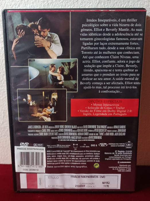 "Irmãos Inseparáveis" de David Cronenberg RARO