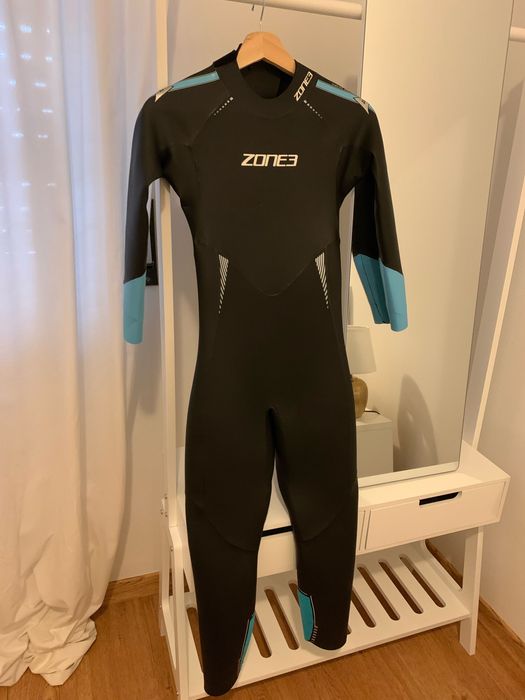 Fato de neopreno Zone3 Advance preto azul celeste mulher