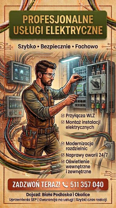 ELEKTRYK - usługi elektryczne 24/7
