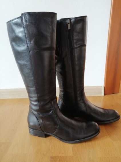 Czarne skórzane kozaki Ryłko