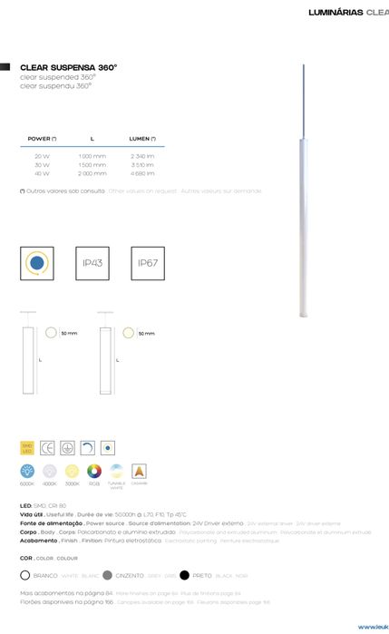 Luminárias LED Leuk Clear Suspensa 360