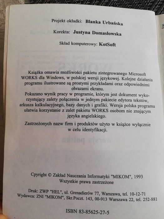Works dla Windows - Iwona Szymacha, Witold Sikorski - 1993 rok