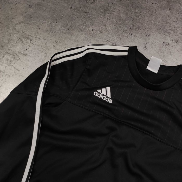 MĘSKA Bluza Sportowe Adidas Śliska Małe Logo Haft Czarna 3 Paski