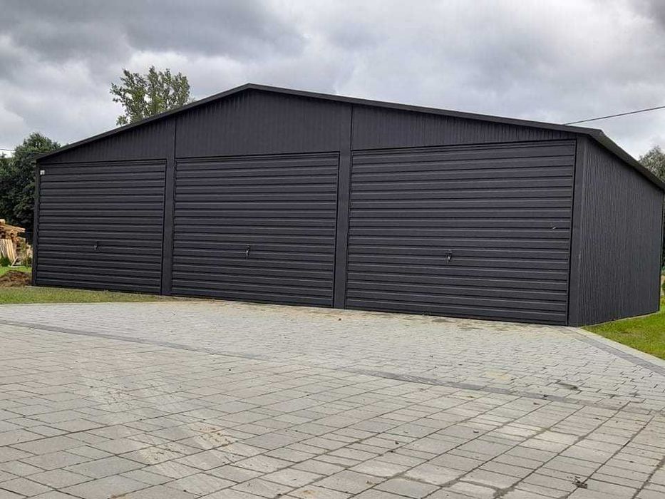 Garaże blaszane blaszak 9x5 dwuspadowy grafit Garaż Magazyn Hale Raty