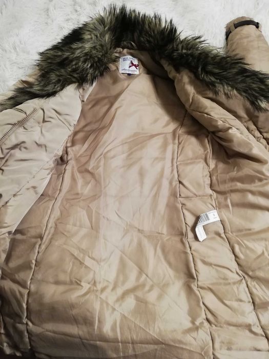 kurtka puchowa Stradivarius s 36 beżowa płaszcz puchowy s 36 parka 36