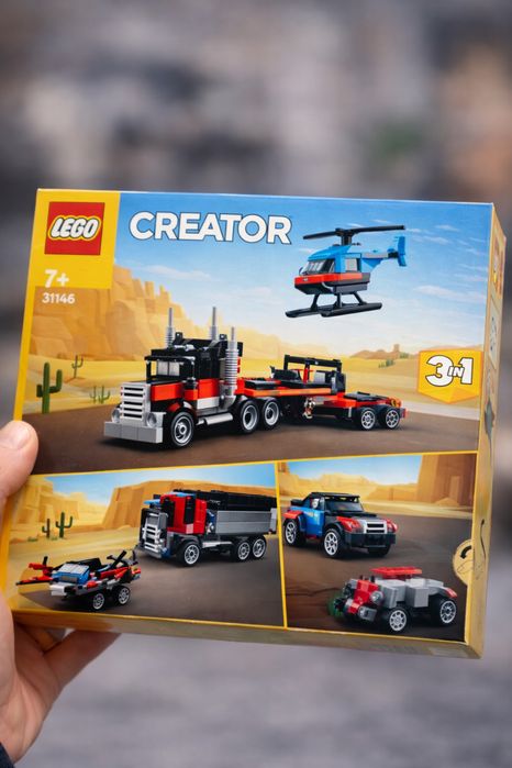 Lego (31146) 3в1: вантажівка з гелікоптером; літак; гоночний авто