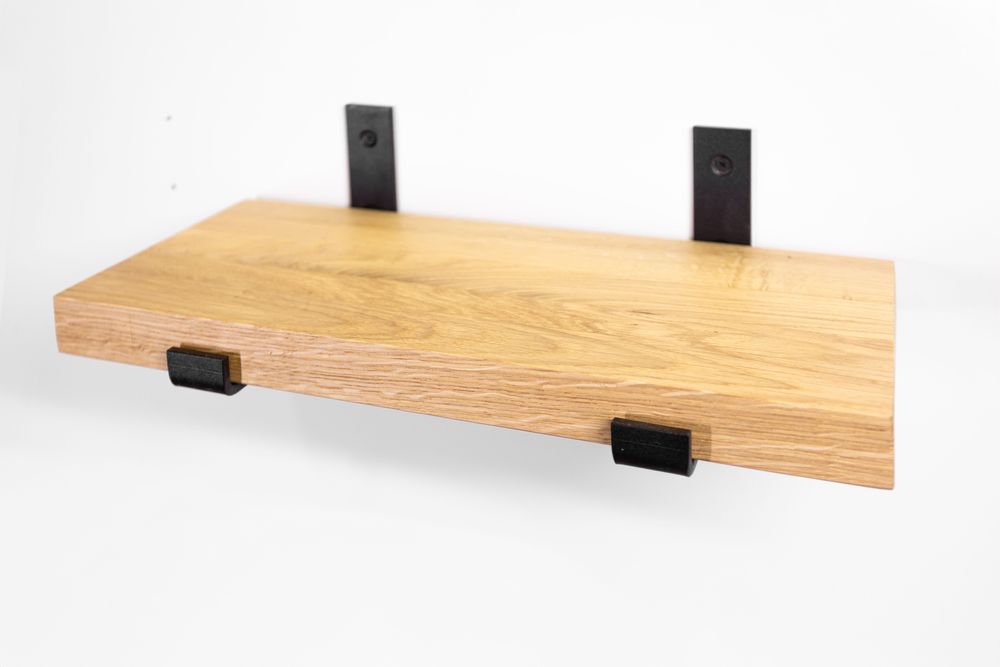 Loftowa półka dębowa z czarnymi podpórkami 39x17 cm LOFT DĄB