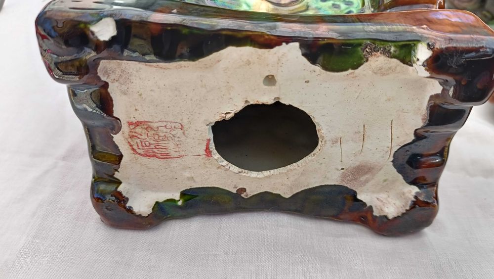 Leões Foo antigos Terracota Vidrada