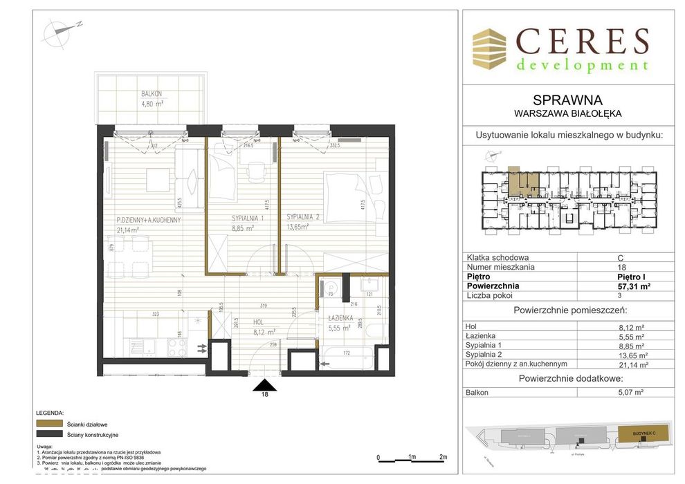 3-pokojowe mieszkanie 57m2 + balkon Bez Prowizji