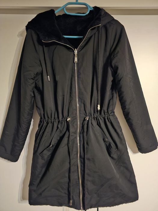 Dwustronna kurtka parka futerko płaszczyk