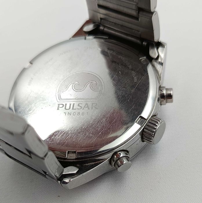 Zegarek męski PULSAR Chronograph 100m stalowy granatowy datownik OKAZJA