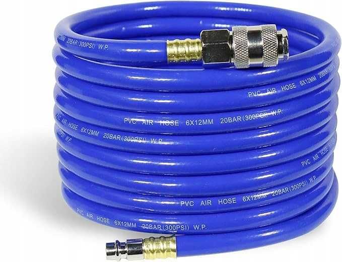 Wąż powietrzny z szybkozłączką 20 bar 1/4" , do kompresora, długość 5m