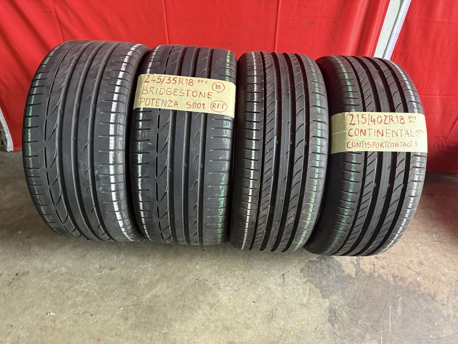 Pneus 215/40/18 + 245/35/18 continental + Bridgestone RFT IMPECAVEIS
