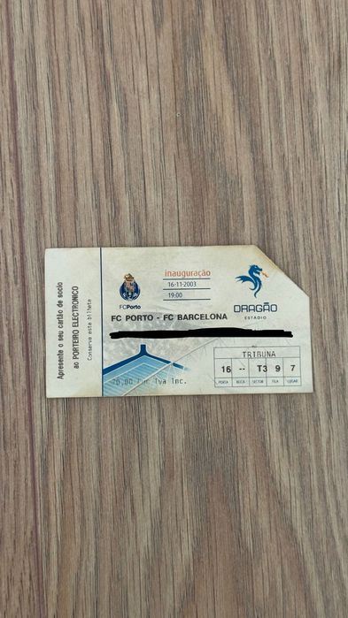Bilhete estádio dragão