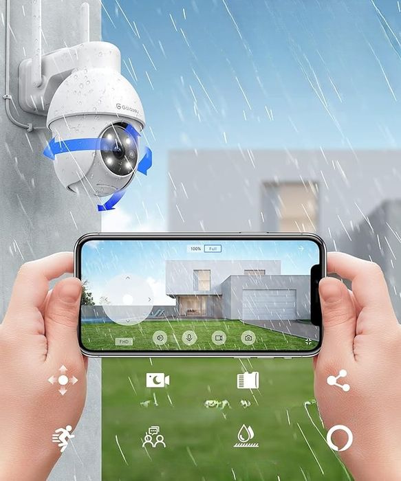 2x Kamera zewnętrzna 360° Biała 2K IP65 PTZ Alarm Śledzenie Galayou Y4